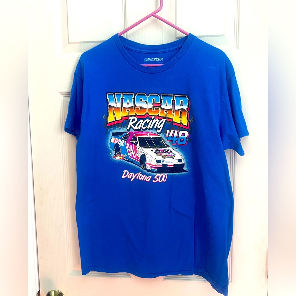NASCAR Racing blue short sleeve cotton T-Shirt Large